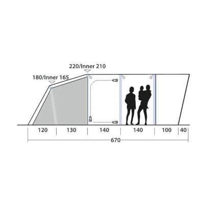 Height sketch Outwell Springville 5SA family tent