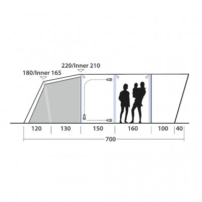Height sketch Outwell Springville 6SA family tent