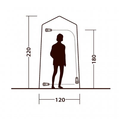 Hoogteschets Outwell Seahaven douche/toilettent.