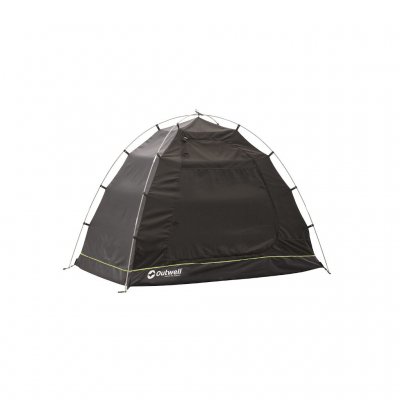 A darker fabric in the tent gives less light transmission.