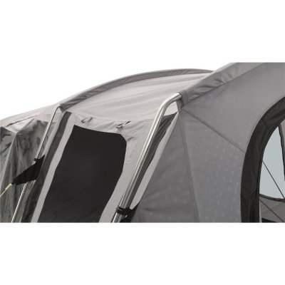 The sides open to ventilate the tent on hot days.