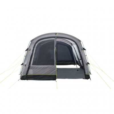 Half the door open on the tent extension.