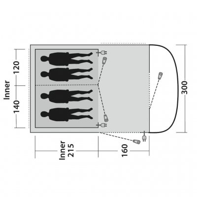 Floorplan for Outwell Lawndale 4 Tent.