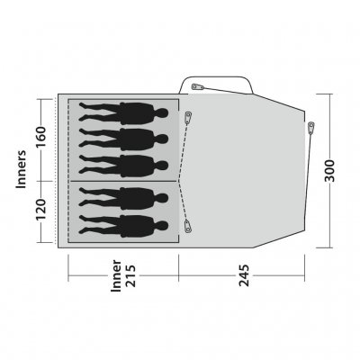 Floor plan for the Outwell Springwood 5SG tent.