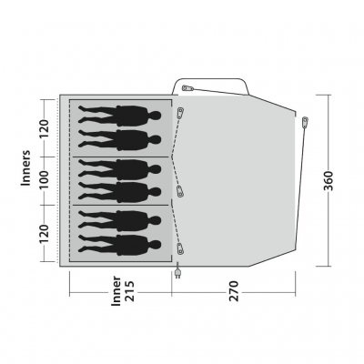 Floor plan for the Outwell Springwood 6SG tent.