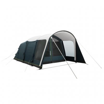 Outwell Hayward Lake 4ATC family tent with closed door in the front and mosquito net on the side.