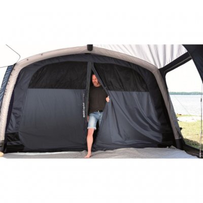 Outwell Quick and Quiet door with magnetic lock makes it easy to get in and out of the sleeping cabin.