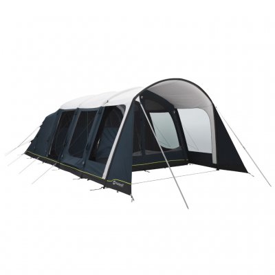 Outwell Hayward Lake 5ATC family tent with closed door in the front and mosquito net on the side.