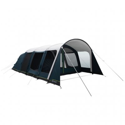Outwell Hayward Lake 6ATC family tent with closed door in the front and mosquito net on the side.