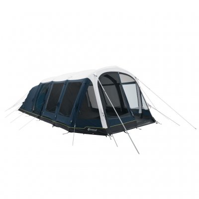The family tent Outwell Wood Lake 6ATC with half the door open in the front.