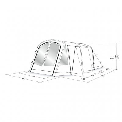 Dimensions for the tent Outwell Nevada 5PE
