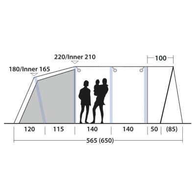 Height sketch of the family tent Outwell Avondale 6PA