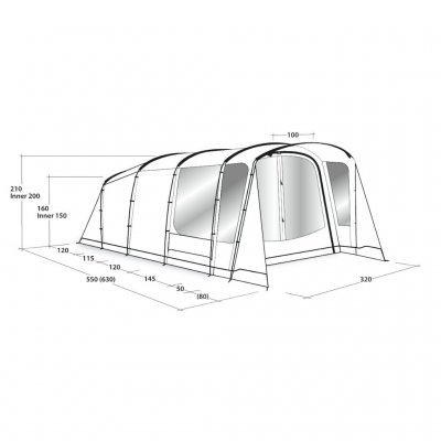 Dimensional sketch for the family tent Outwell Greenwood 5.