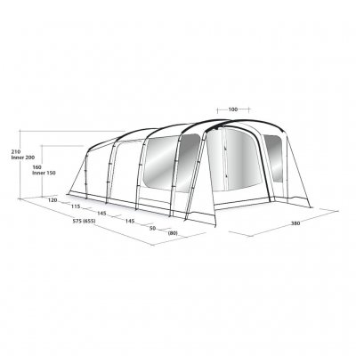 Dimensional sketch for the family tent Outwell Greenwood 6.