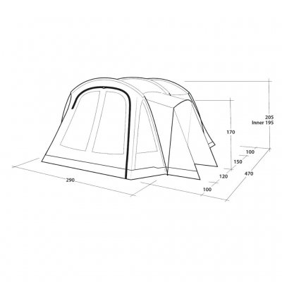 Dimensions for the tent Outwell Nevada 4