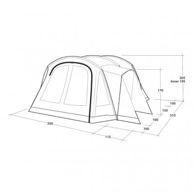 Dimensions for the tent Outwell Nevada 5P 2021