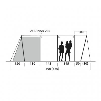 Heights for the family tent Outwell Wyoming 6.