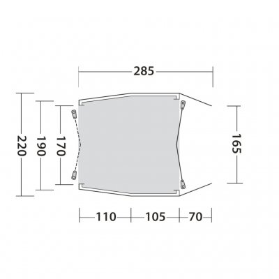 Plattegrond voor de Outwell Dunecrest autotent