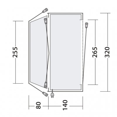 Plattegrond voor de Outwell Seacrest autotent