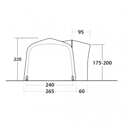 Sketch from the front of the Outwell Crossville 250SA Car Tent