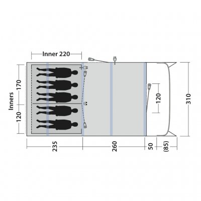 Floorplan for Outwell Moonhill 5 Air tent