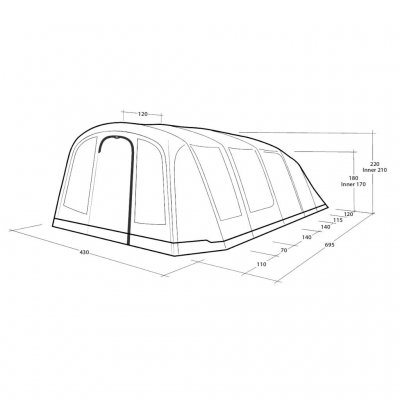 Dimensions for Outwell Stonehill 7 Air family tent