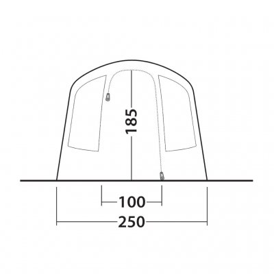 Dimensions for the door in the Outwell Sunhill 3 Air tent.