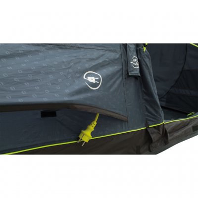 The family tent has good ventilation under the windows and a cable entry.