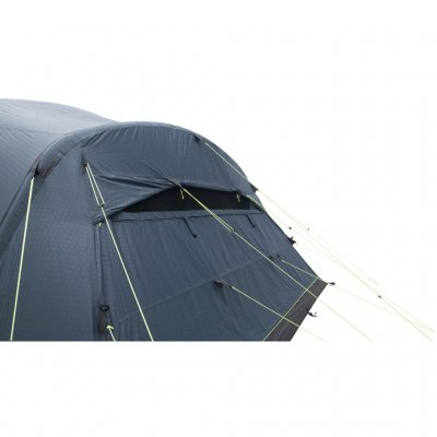 The vent at the back of the tent opens completely on hot days.