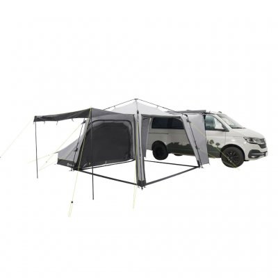 Outwell Fastlane 300 Shelter with one wall down and one mounted as a sunroof.