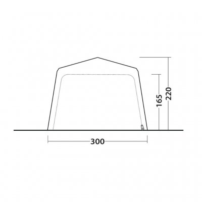 Elevation sketch for removable wall on Outwell Fastlane 300 Shelter.