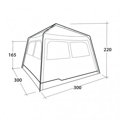 Dimensional sketch for Outwell Fastlane 300 Shelter.