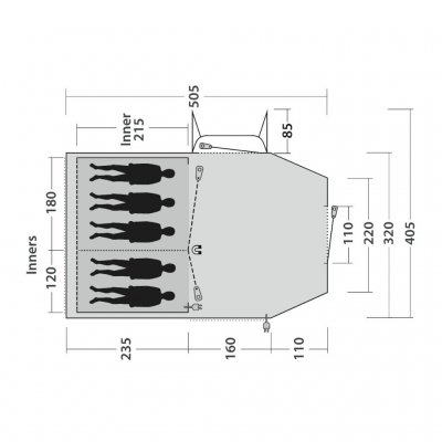 Plattegrond van de Outwell Nevada 5-familietent