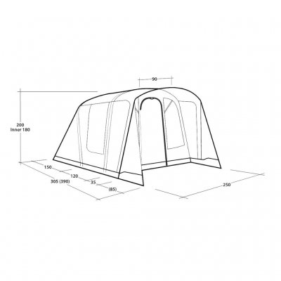 Dimensionale tekening voor Outwell San Antonio 2 Air familietent