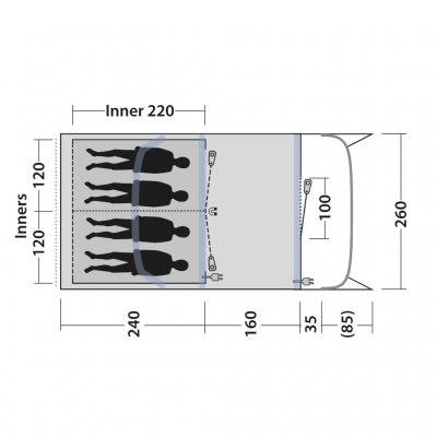 Plattegrond Outwell Monterey 4 Air familietent.