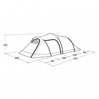 Dimensionale tekening voor de Outwell Earth 3 kampeertent.