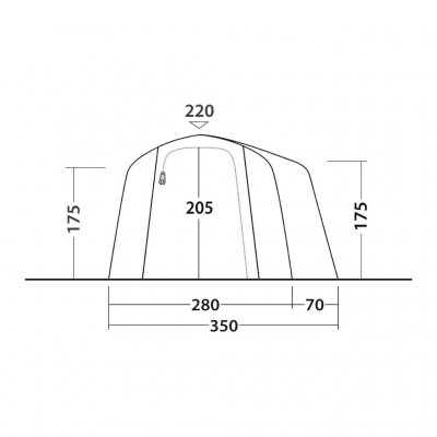 Schets van de voorkant van de Outwell Montana 4 Air-tent