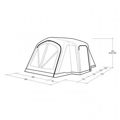 Afmetingen van de Outwell Montana 4 Air familietent.
