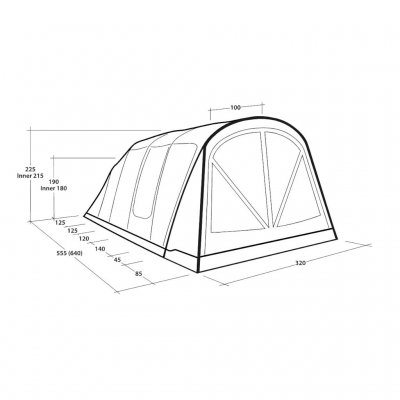 Afmetingen van de Outwell Florida 5 Air familietent