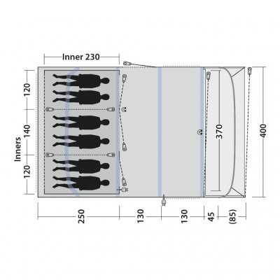 Plattegrond van de Outwell Florida 6 Air familietent