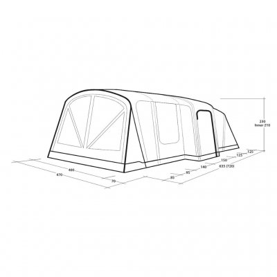 Maatschets van de familietent Outwell Vermont 7 Air.