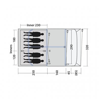 Plattegrond voor het familietent Outwell Nashville 5 Air TC