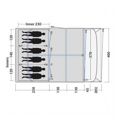 Plattegrond voor het familietent Outwell Alabama 6 Air