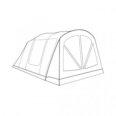 De deur aan de voorkant van de Charleston 7 Air TC tent kan worden verwijderd om een beschutte buitenruimte te creëren.