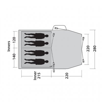 Plattegrond voor de Outwell Nevada 4 familietent