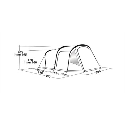 Dimensional sketch for the family tent Easy Camp Base Air 500