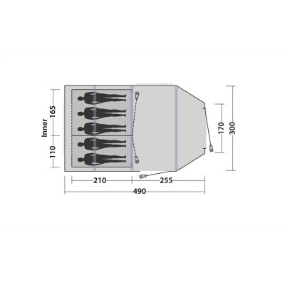 Floor plan for the Easy Camp Base Air 500 family tent