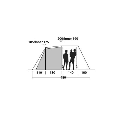 Sketch height of the Easy Camp Huntsville 600 tent.