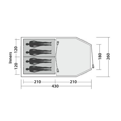 Floor plan for inner tent and family room for Easy Camp Huntsville 400