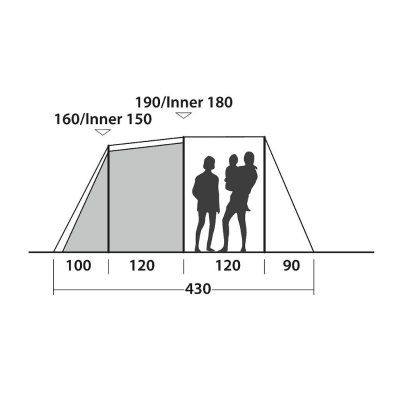 Height for tent and sleeping cabin Easy Camp Huntsville 400